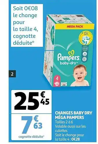 Auchan Changes Baby Dry Méga Pampers offre