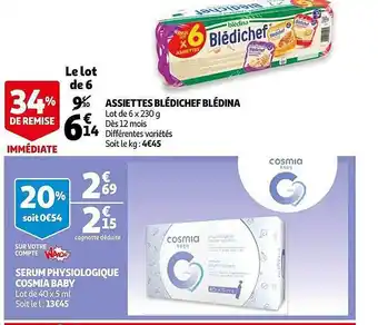 Auchan Assiettes Blédichef Blédina offre