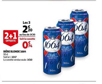 Auchan Bière Blonde 1664 offre