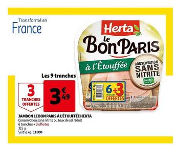 Auchan Jambon Le Bon Paris à L'étouffée Herta offre