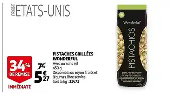 Auchan Pistaches Grillées Wonderful offre