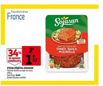 Auchan Steak Végétal Sojasun offre
