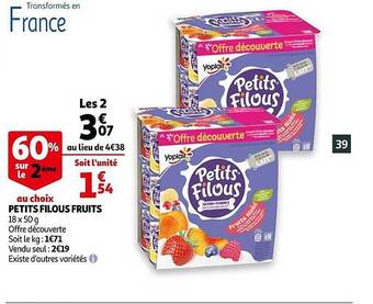 Auchan Petits Filous Fruits offre