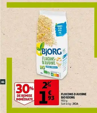 Auchan Flocons D'avoine Bio Bjorg offre