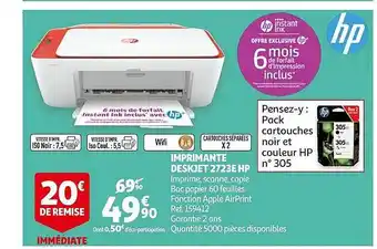 Auchan Imprimante Deskjet 2723e Hp offre