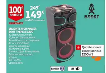Auchan Enceinte High Power Boost Kepler 1200 Boost offre