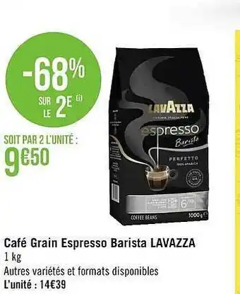 Géant Casino Café Grain Espresso Barista Lavazza offre