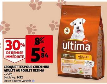 Auchan Croquettes Pour Chien Mini Adulte Au Poulet Ultima offre