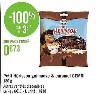Géant Casino Petit Hérisson Guimauve & Caramel Cémoi offre