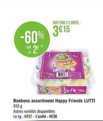 Géant Casino Bonbons Assortiment Happy Friends Lutti offre