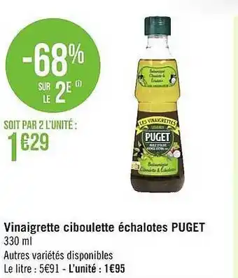 Vinaigrette Ciboulette échalotes Puget
