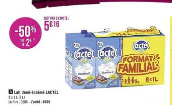 Géant Casino Lait Demi-écrémé Lactel offre