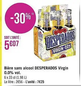 Géant Casino Bière Sans Alcool Desperados Virgin 0.0% Vol. offre