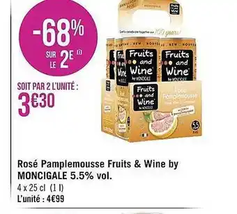 Géant Casino Rosé Pamplemousse Fruits & Wine By Moncigale 5.5% Vol. offre