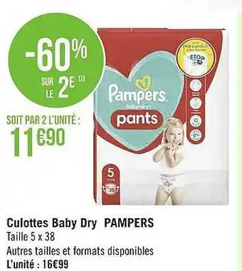 Géant Casino Culottes Baby Dry Pampers offre