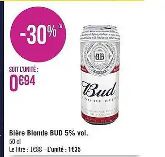 Géant Casino Bière Blonde Bud 5% Vol. offre