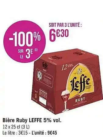 Géant Casino Bière Ruby Leffe 5% Vol. offre