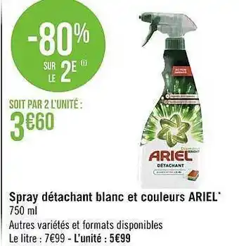Géant Casino Spray Détachant Blanc Et Couleurs Ariel offre