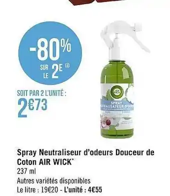 Géant Casino Spray Neutraliseur D'odeurs Douceur De Coton Air Wick offre