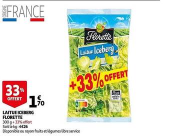Auchan Laitue Iceberg Florette offre