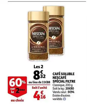 Auchan Café Soluble Nescafé Spécial Filtre offre