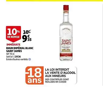 Auchan Rhum Impérial Blanc Saint James offre
