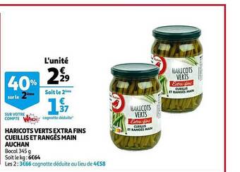 Auchan Haricots Verts Extra Fins Cueillis Et Rangés Main Auchan offre