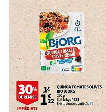 Auchan Quinoa Tomates Olives Bio Bjorg offre