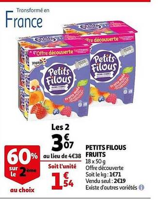 Auchan Petits Filous Fruits offre