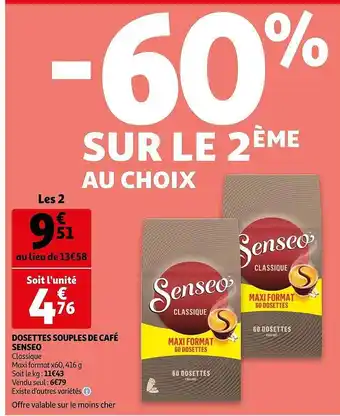 Auchan Dosettes Souples De Café Senseo offre