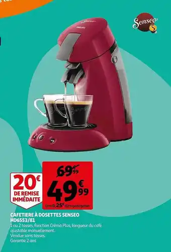 Auchan Cafetière à Dosettes Senseo Hd6553-81 offre