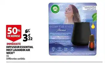 Auchan Diffuseur Essential Mist Lavandin Air Wick offre