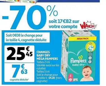 Auchan Changes Baby Dry Méga Papers offre