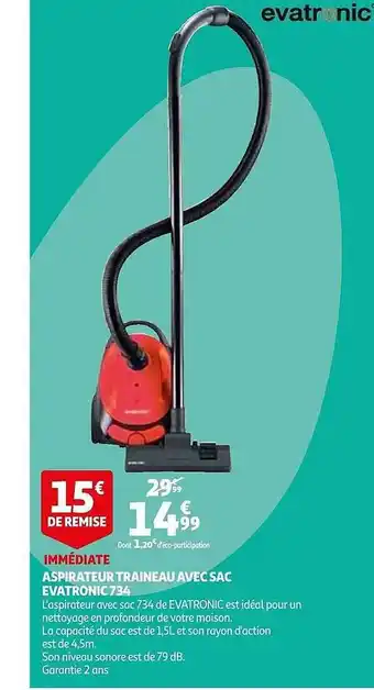 Auchan Aspirateur Traineau Avec Sac Evatronic 734 offre