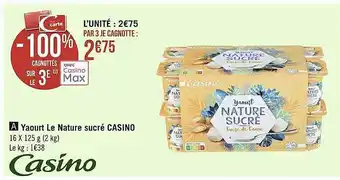 Géant Casino Yaourt Le Nature Sucré Casino offre