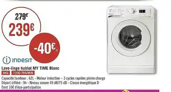 Lave-linge Hublot My Time Blanc Indesit