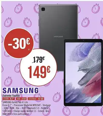 Géant Casino Tablette Tactile Samsung Galaxy Tab A7 Lite offre