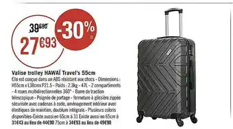 Géant Casino Valise Trolley Hawaï Travel's 55 Cm offre