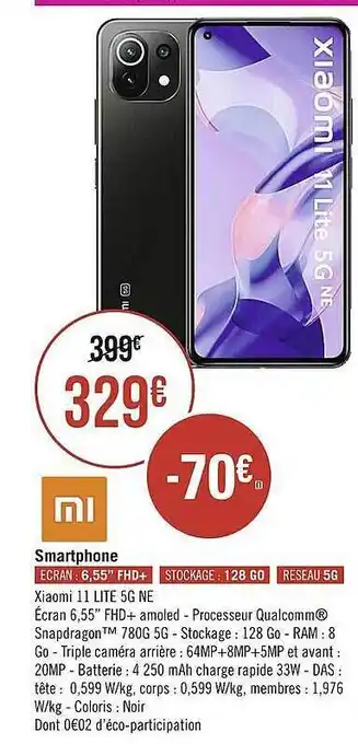 Géant Casino Smartphone Xiaomi 11 Llite 5g offre