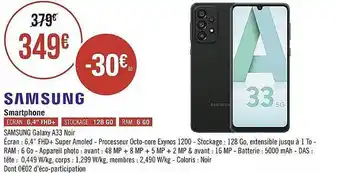 Géant Casino Smartphone Samsung Galaxy A33 Noir offre