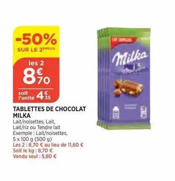 Bi1 Tablettes De Chocolat Milka offre