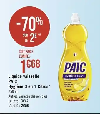 Casino Supermarchés Liquide vaisselle PAIC offre