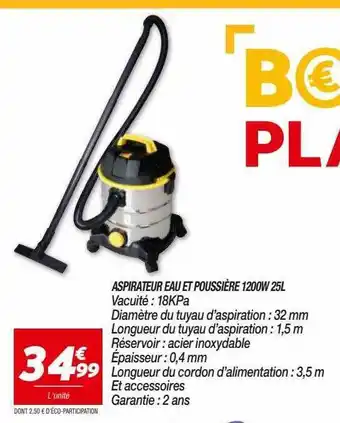 Netto Aspirateur Eau Et Poussière 1200w 25 L offre