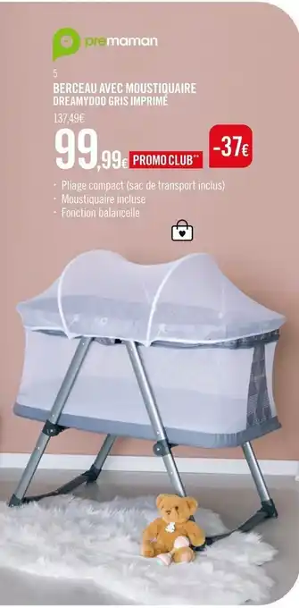 Berceau Avec Moustiquaire Dreamydoo Gris Imprimé