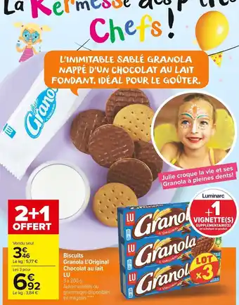 Carrefour Market Biscuits Granola L'Original Chocolat au lait LU offre