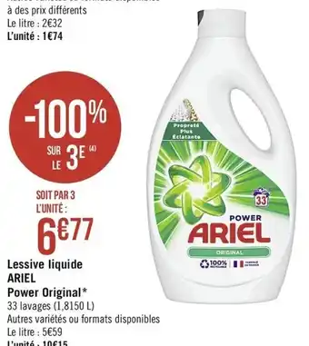 Casino Supermarchés Lessive liquide Ariel Power Original offre