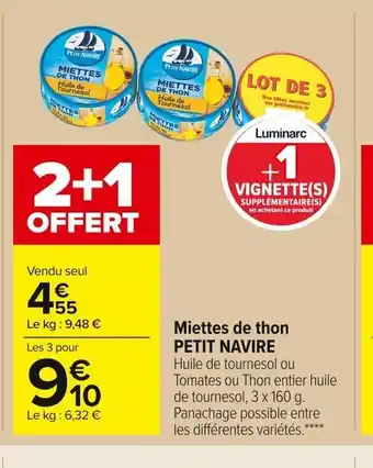 Carrefour Market Petit Navire Miettes de Thon offre
