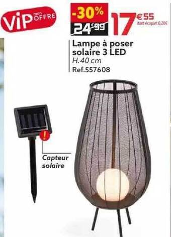 Gifi Lampe à Poser Solaire 3 Led offre