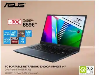 Costco Asus Pc Portable Ultrabook S3400QA-KM028T 14 offre