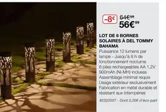 Costco Lot de 6 Bornes Solaires à Del Tommy Bahama offre